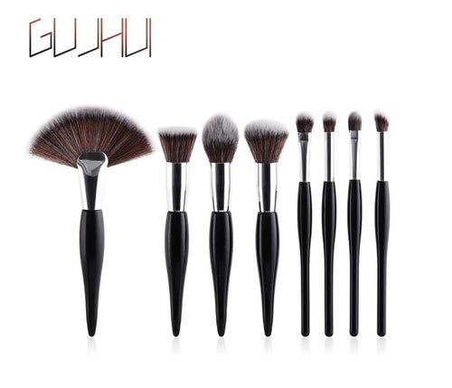 8-delat Makeupborste Set – Svart & Silver